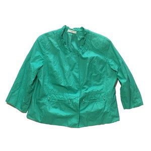 Tahari Woman Light Jacket Ruffle Aqua Size 16 New